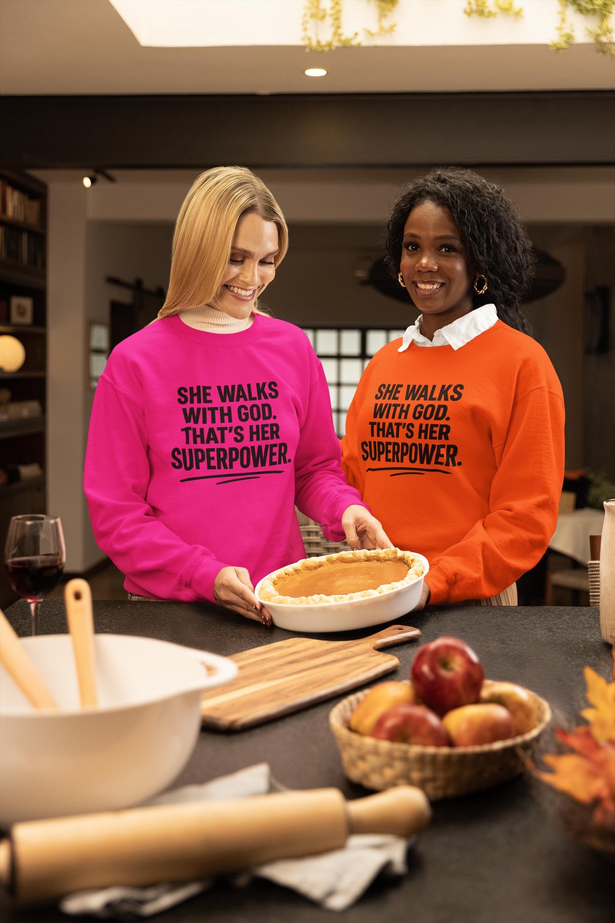 She Walks With God Sweatshirt, Christian Woman Crewneck, Inspirational Faith Sweater, Superpower Quote Shirt, Cozy Winter Crewneck for Women