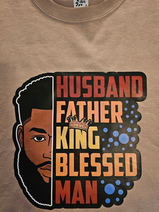 HUSBAND FATHER KING BLESSED MAN SHORT SLEEVE T SHIRT