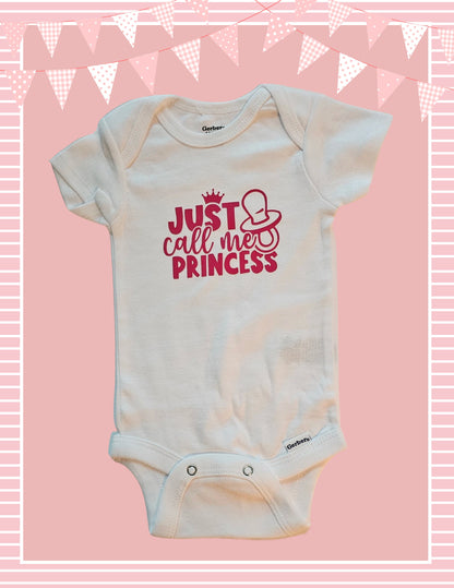 BABY GIRL ONESIE Just Call Me Princess, Baby Girl, Newborn, Coming Home Outfit, Baby Shower Gift, Baby Bodysuit, New Baby, Baby Girl Gift