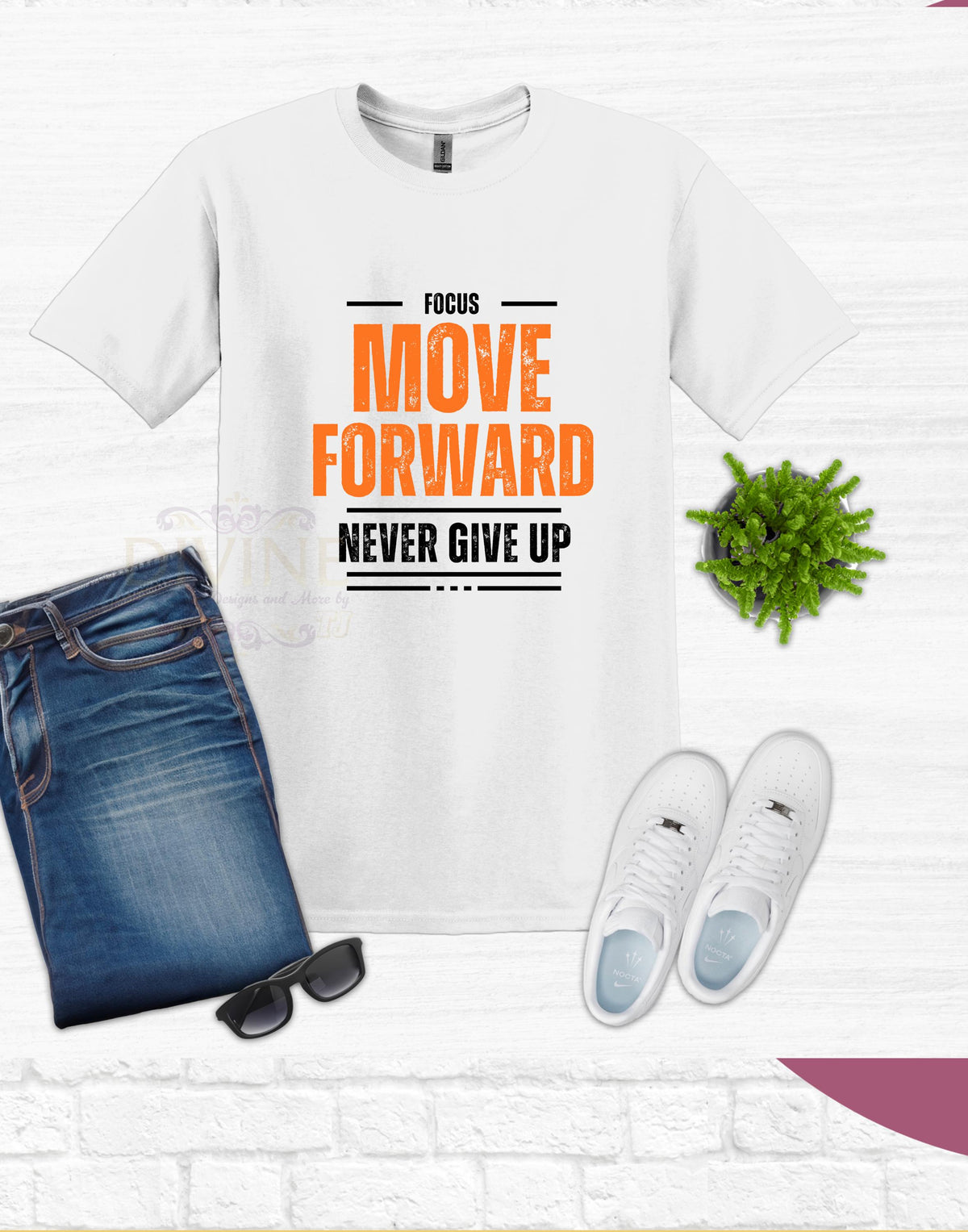 FOCUS MOVE FORWARD Never Give Up T-Shirt, Christian Men, Christian Women, Focus T-Shirt, Unisex, Go Forward, Move Forward, Persevere, Church