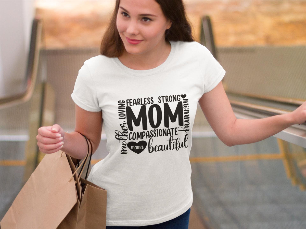 Mom T-Shirt, Mother, Loving, Fearless, Strong, Mama, Beautiful, Mommy, Compassionate, Pink