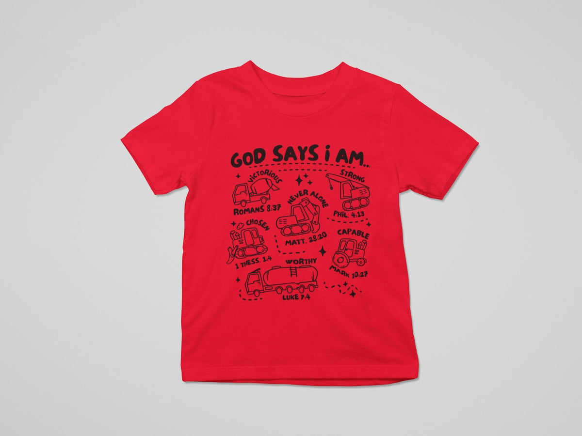 God Says I Am Youth Bible Verse Shirt, Construction Kids Shirt, Christian Shirt for Boys, Religious Shirt Kids, Kids TShirt, TShirt for Boy