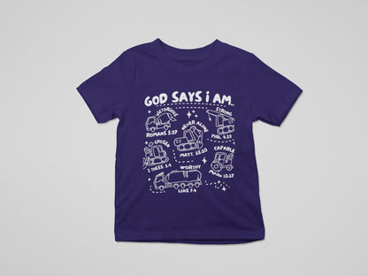 God Says I Am Youth Bible Verse Shirt, Construction Kids Shirt, Christian Shirt for Boys, Religious Shirt Kids, Kids TShirt, TShirt for Boy
