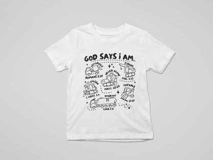 God Says I Am Youth Bible Verse Shirt, Construction Kids Shirt, Christian Shirt for Boys, Religious Shirt Kids, Kids TShirt, TShirt for Boy