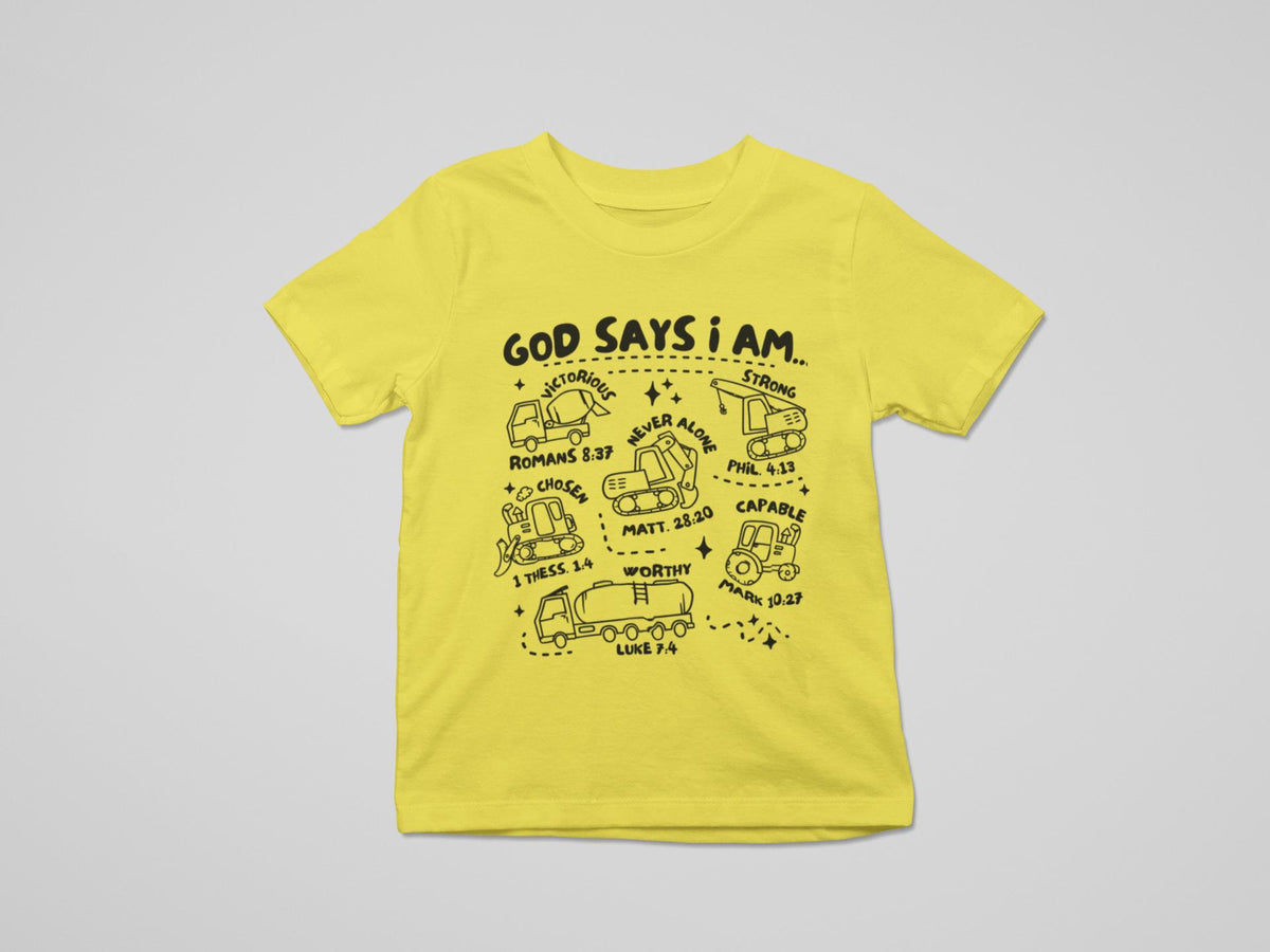 God Says I Am Youth Bible Verse Shirt, Construction Kids Shirt, Christian Shirt for Boys, Religious Shirt Kids, Kids TShirt, TShirt for Boy
