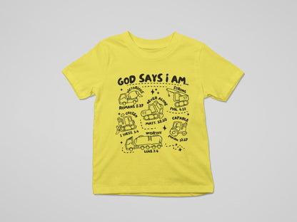 God Says I Am Youth Bible Verse Shirt, Construction Kids Shirt, Christian Shirt for Boys, Religious Shirt Kids, Kids TShirt, TShirt for Boy