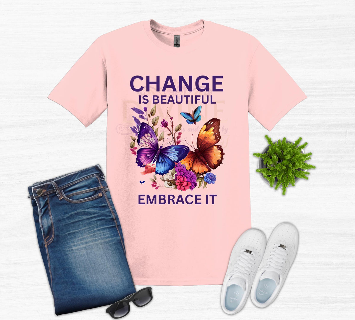 Change Is Beautiful Embrace It Inspirational TShirt, Butterfly Shirt, Change is Beautiful Shirt, Positive Quote Shirt, Female Gift, Cute Tee