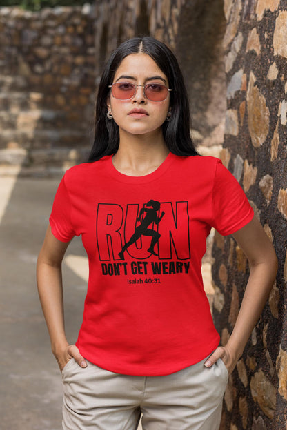 Run Don't Get Weary Shirt, Custom Unisex Short Sleeve Christian T-shirt, Run Don't Get Weary Isaiah 40:31, Gift for Her, Pastor Wife Gift