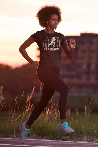 Run Don't Get Weary Shirt, Custom Unisex Short Sleeve Christian T-shirt, Run Don't Get Weary Isaiah 40:31, Gift for Her, Pastor Wife Gift