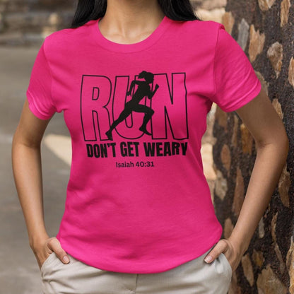 Run Don't Get Weary Shirt, Custom Unisex Short Sleeve Christian T-shirt, Run Don't Get Weary Isaiah 40:31, Gift for Her, Pastor Wife Gift