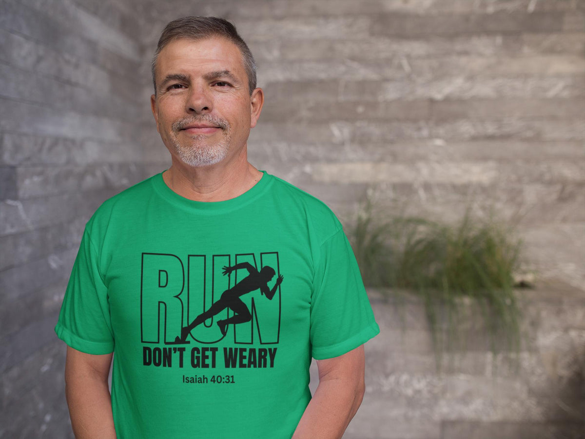 Run Don't Get Weary Shirt, Custom Unisex Short Sleeve Christian T-shirt, Run Don't Get Weary Isaiah 40:31, Gift for Him, Pastor Gift, Church
