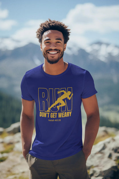 Run Don't Get Weary Shirt, Custom Unisex Short Sleeve Christian T-shirt, Run Don't Get Weary Isaiah 40:31, Gift for Him, Pastor Gift, Church