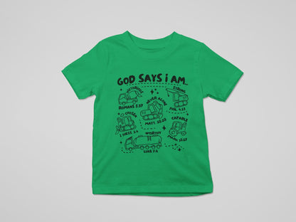 God Says I Am Youth Bible Verse Shirt, Construction Kids Shirt, Christian Shirt for Boys, Religious Shirt Kids, Kids TShirt, TShirt for Boy