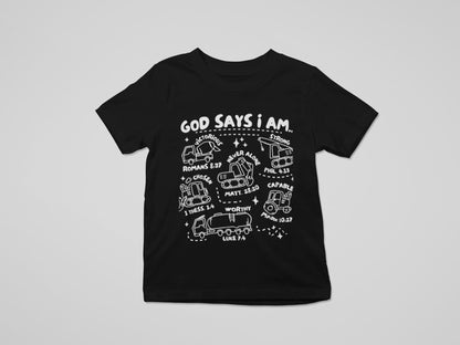 God Says I Am Youth Bible Verse Shirt, Construction Kids Shirt, Christian Shirt for Boys, Religious Shirt Kids, Kids TShirt, TShirt for Boy