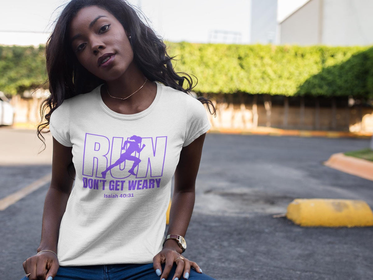 Run Don't Get Weary Shirt, Custom Unisex Short Sleeve Christian T-shirt, Run Don't Get Weary Isaiah 40:31, Gift for Her, Pastor Wife Gift