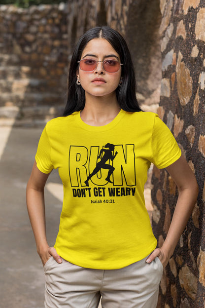 Run Don't Get Weary Shirt, Custom Unisex Short Sleeve Christian T-shirt, Run Don't Get Weary Isaiah 40:31, Gift for Her, Pastor Wife Gift