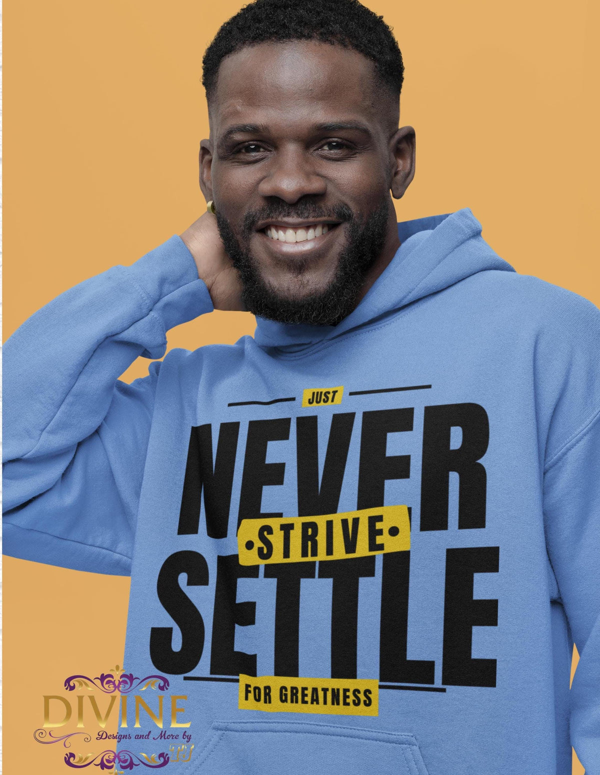 NEVER SETTLE Hoodie, Motivational Christian Hoodie, Just Strive Sweatshirt, Inspirational Faith Hoodie, Gift for Him, Uplifting Apparel