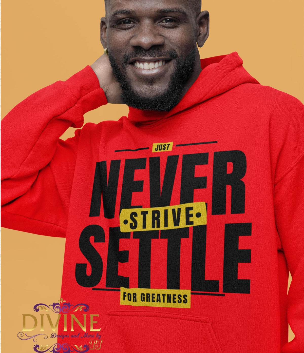 NEVER SETTLE Hoodie, Motivational Christian Hoodie, Just Strive Sweatshirt, Inspirational Faith Hoodie, Gift for Him, Uplifting Apparel