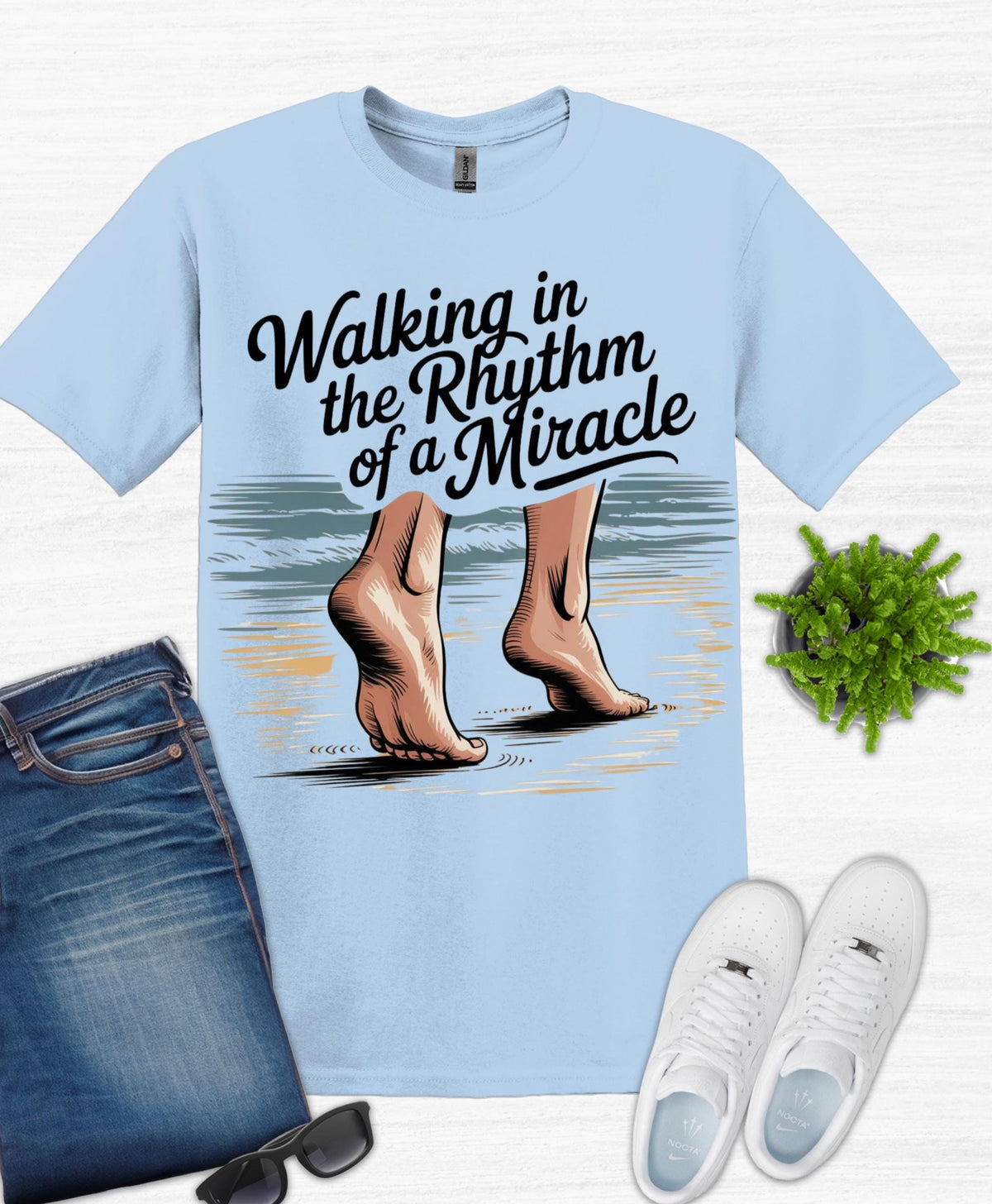 Walking In The Rhythm Of A Miracle, Custom Christian T-shirt, Christian Gift, Religious Shirt, Inspirational Shirt, Christian Clothing