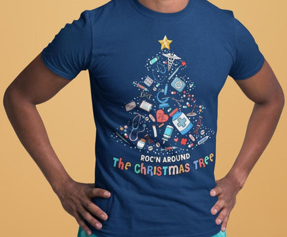 CHRISTMAS Nurse Shirt, Rockin Around The Christmas Tree, Christmas TShirt, Graphic Christmas Tee, Group Christmas Shirts, Christmas Holiday