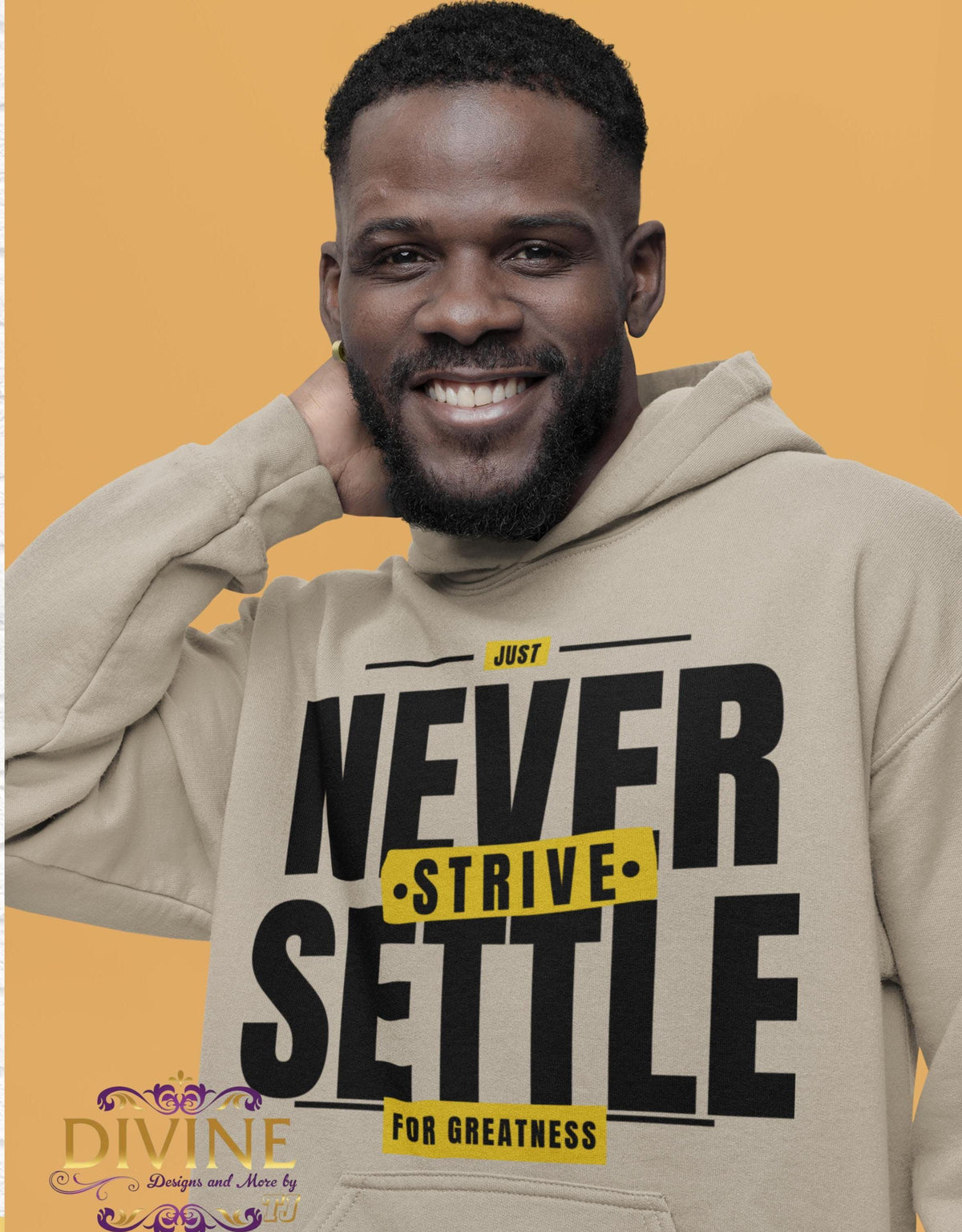 NEVER SETTLE Hoodie, Motivational Christian Hoodie, Just Strive Sweatshirt, Inspirational Faith Hoodie, Gift for Him, Uplifting Apparel
