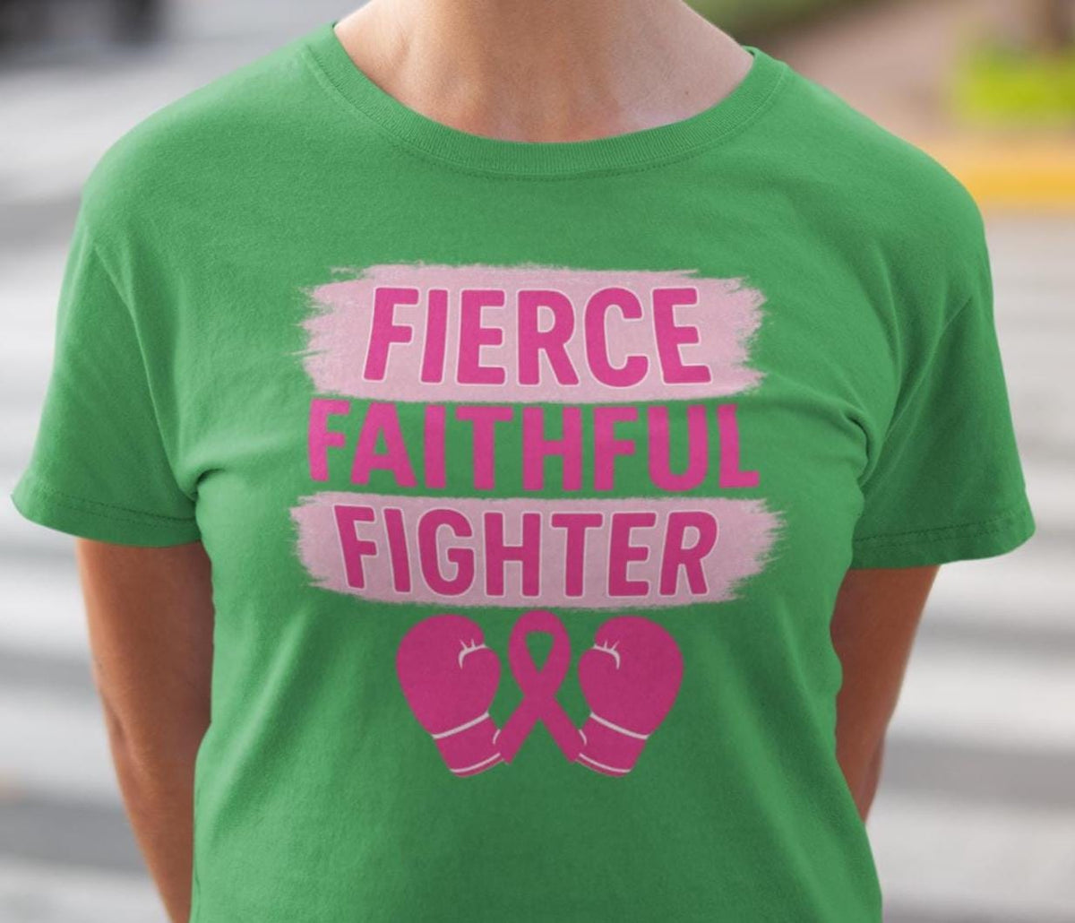 Fierce Faithful Fighter – Boxing Gloves Breast Cancer Shirt, Breast Cancer Shirt, Breast Cancer TShirt, Breast Cancer Awareness Shirt