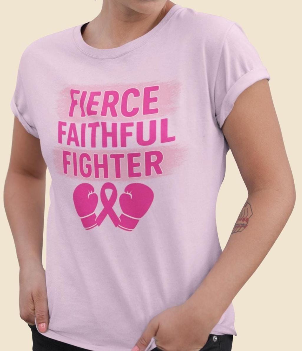 Fierce Faithful Fighter – Boxing Gloves Breast Cancer Shirt, Breast Cancer Shirt, Breast Cancer TShirt, Breast Cancer Awareness Shirt