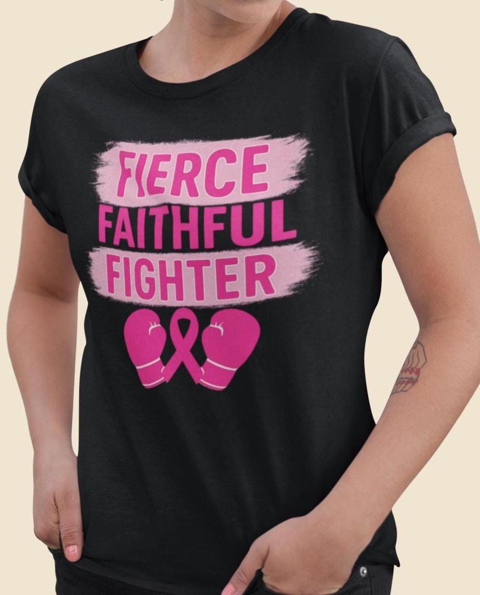 Fierce Faithful Fighter – Boxing Gloves Breast Cancer Shirt, Breast Cancer Shirt, Breast Cancer TShirt, Breast Cancer Awareness Shirt