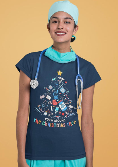 CHRISTMAS Nurse Shirt, Rockin Around The Christmas Tree, Christmas TShirt, Graphic Christmas Tee, Group Christmas Shirts, Christmas Holiday