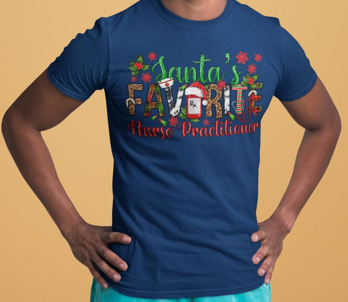 CHRISTMAS Nurse Practitioner Shirt, Santa's Favorite Nurse, Christmas TShirt, Graphic Christmas Tee, Group Christmas Shirts, Christmas Party