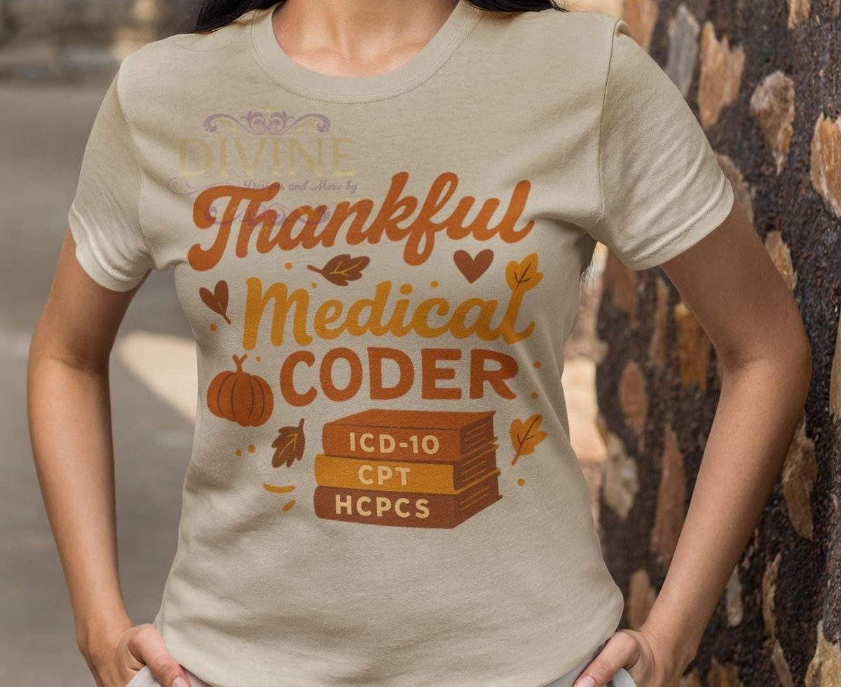 Thankful Medical Coder Shirt, Fall Medical Coder T-Shirt, Retro Thanksgiving Healthcare Tee Design, Autumn Coding Shirt for Women, Coder