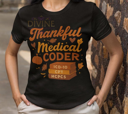 Thankful Medical Coder Shirt, Fall Medical Coder T-Shirt, Retro Thanksgiving Healthcare Tee Design, Autumn Coding Shirt for Women, Coder