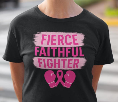 Fierce Faithful Fighter – Boxing Gloves Breast Cancer Shirt, Breast Cancer Shirt, Breast Cancer TShirt, Breast Cancer Awareness Shirt