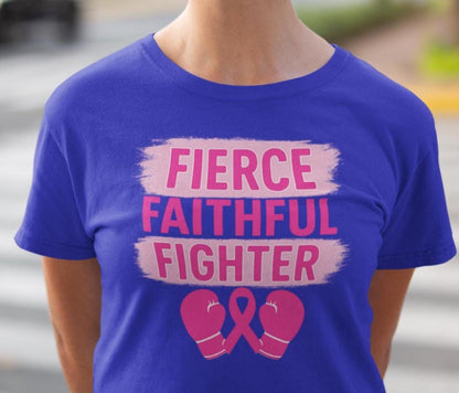 Fierce Faithful Fighter – Boxing Gloves Breast Cancer Shirt, Breast Cancer Shirt, Breast Cancer TShirt, Breast Cancer Awareness Shirt