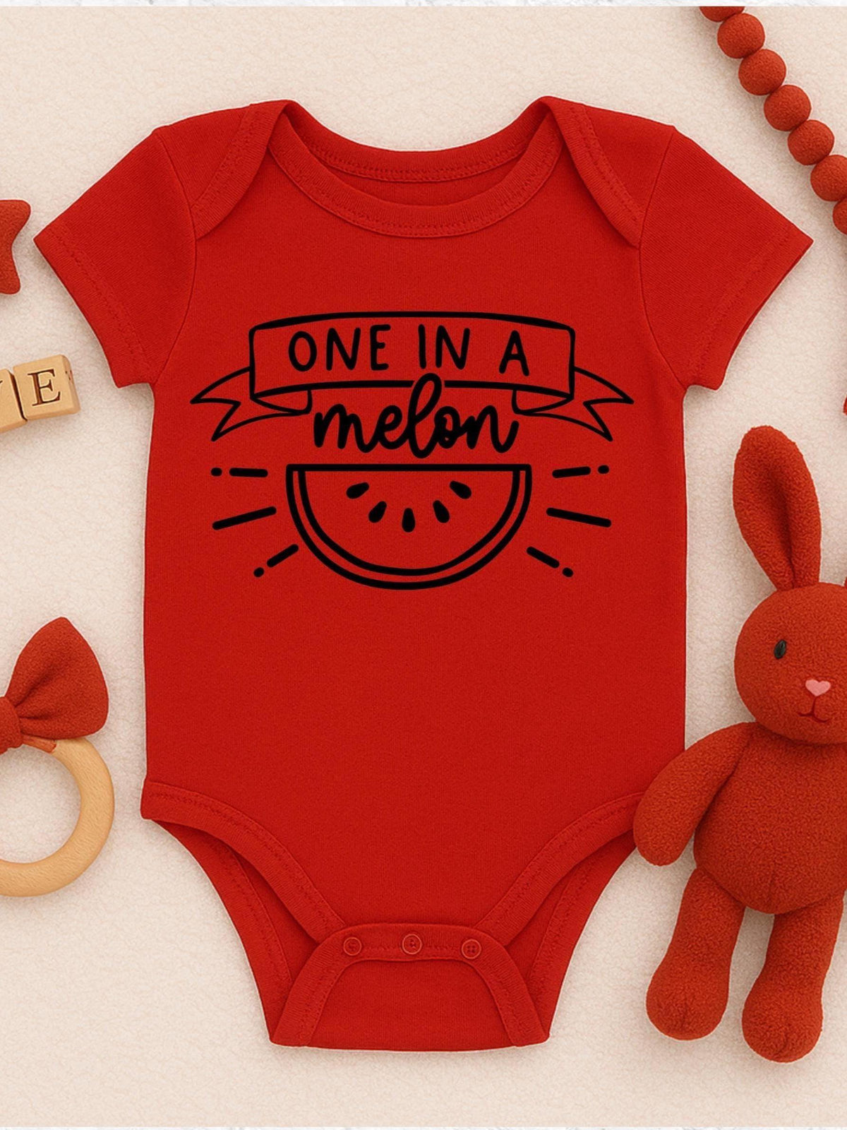 BABY GIRL ONESIE, One In A Melon Cute Onesie, Newborn, Coming Home Outfit, Baby Shower Gift, Red Baby Bodysuit, New Baby, Baby Girl Gift