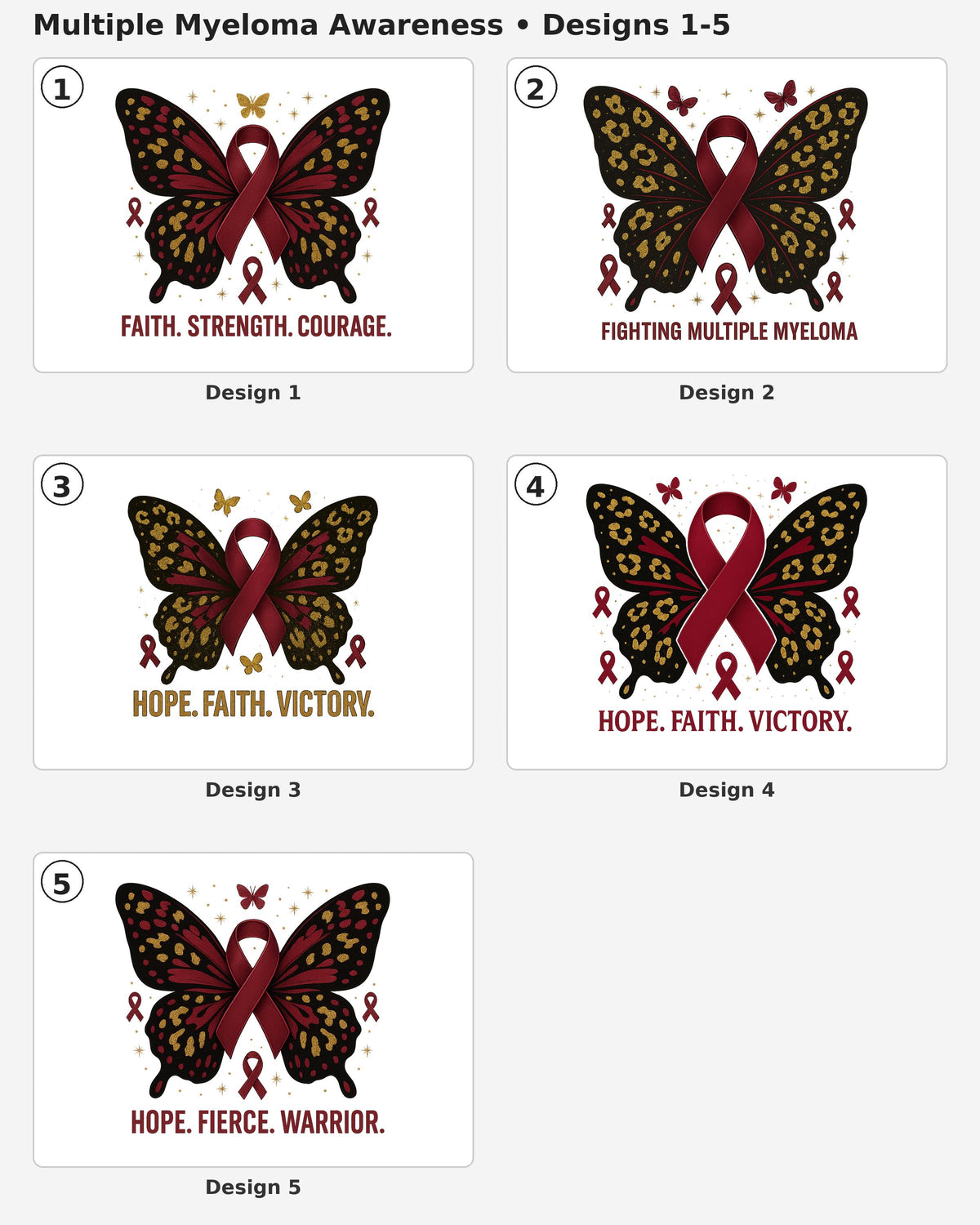 Multiple Myeloma Awareness Shirts, Burgundy Ribbon Cancer Support Tee, Faith Strength Courage Butterfly Shirt, Hope Faith Cure Warrior Shirt