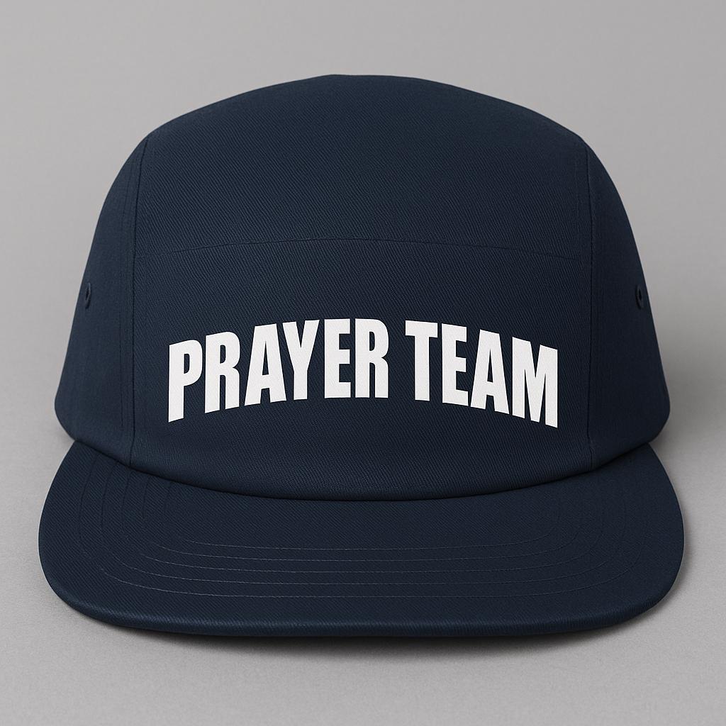 Prayer Team Hat, Black 5 Panel Cap with White Vinyl Lettering, Christian Hat, Church Prayer Ministry Team Hat, Religious Streetwear Cap