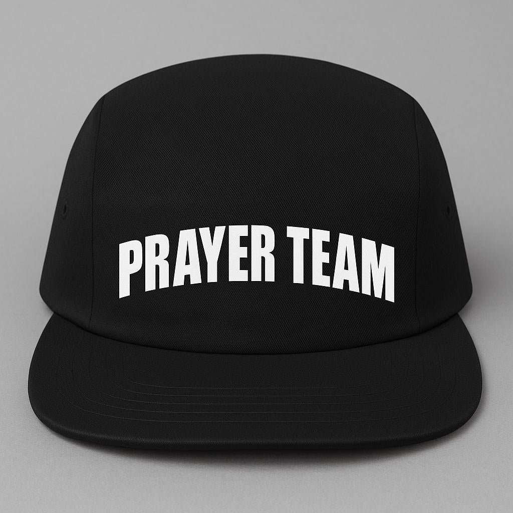 Prayer Team Hat, Black 5 Panel Cap with White Vinyl Lettering, Christian Hat, Church Prayer Ministry Team Hat, Religious Streetwear Cap