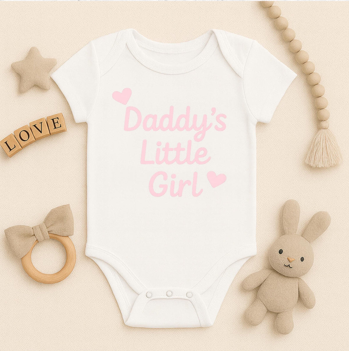 Daddy’s Little Girl Baby Onesie, Baby Shower Gift, Cute Pink Infant Bo