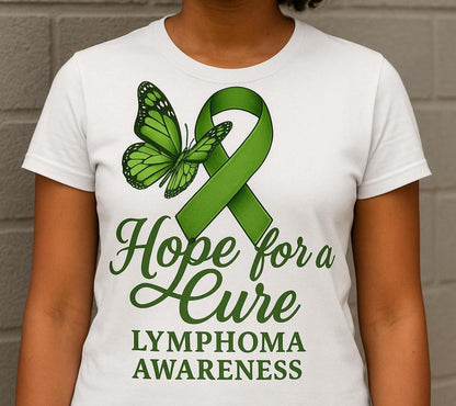 Lymphoma Awareness Shirt, Hope for a Cure Shirt Design, Lime Green Ribbon Butterfly, Cancer Support Shirt, Cancer Survivor Tee, Cancer Walk