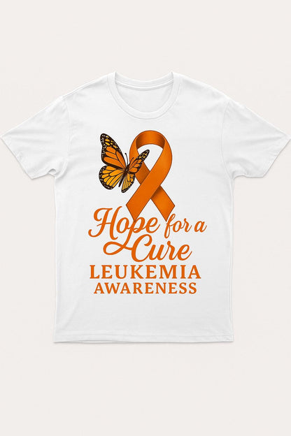 Leukemia Awareness Shirt, Hope for a Cure Shirt, Orange Ribbon Butterfly,  Cancer Support, Burgundy Ribbon Cancer Support Tee