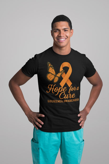 Leukemia Awareness Shirt, Hope for a Cure Shirt, Orange Ribbon Butterfly,  Cancer Support, Burgundy Ribbon Cancer Support Tee