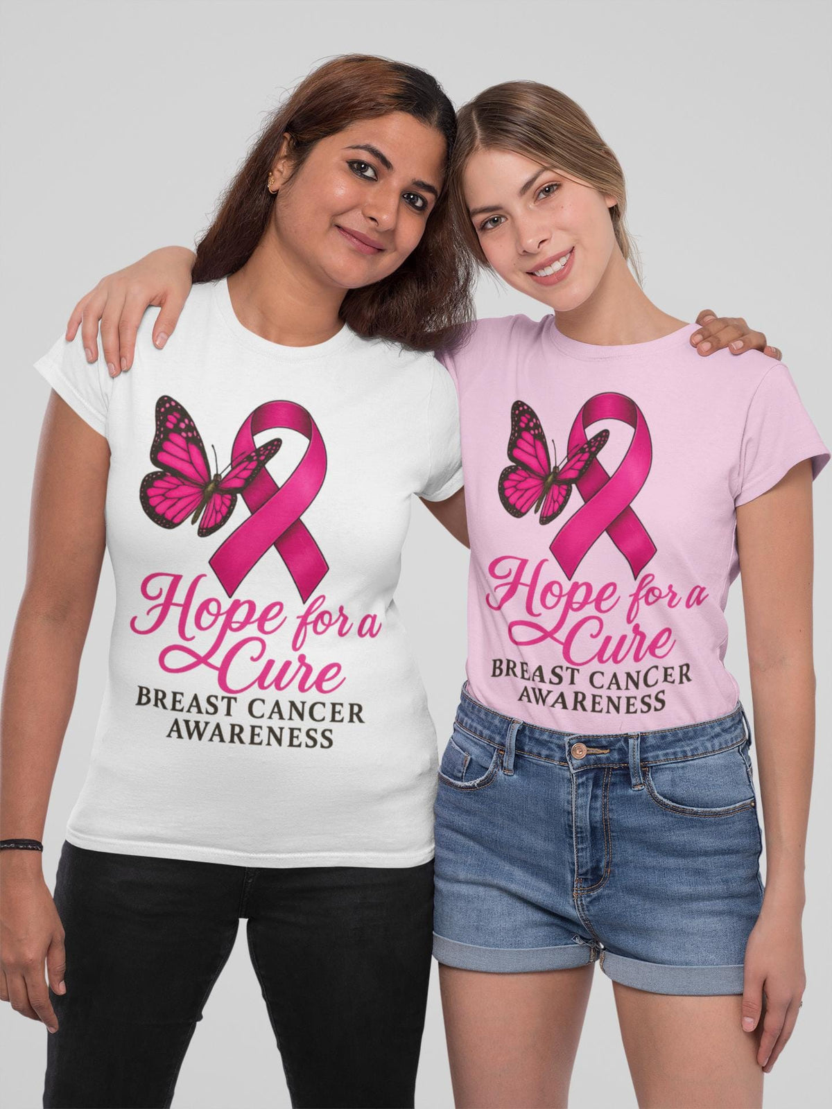 Breast Cancer Shirt, Hope for a Cure Shirt Design, Hot Pink Ribbon Butterfly, Cancer Support, Cancer Support Gift, Cancer Walk Shirt