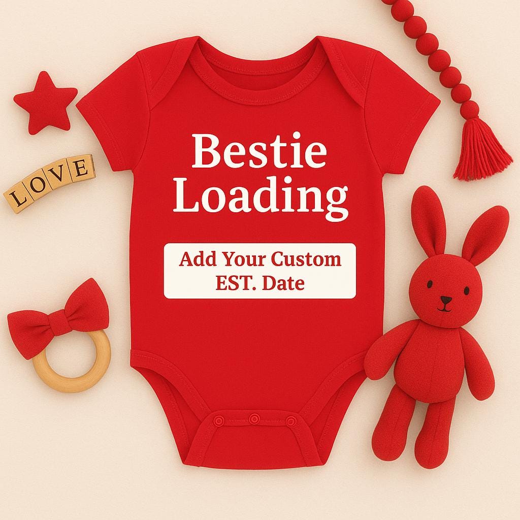 Bestie Loading Baby Onesie, Custom EST. Date Bodysuit, Personalized Baby Shower Gift, Newborn Outfit