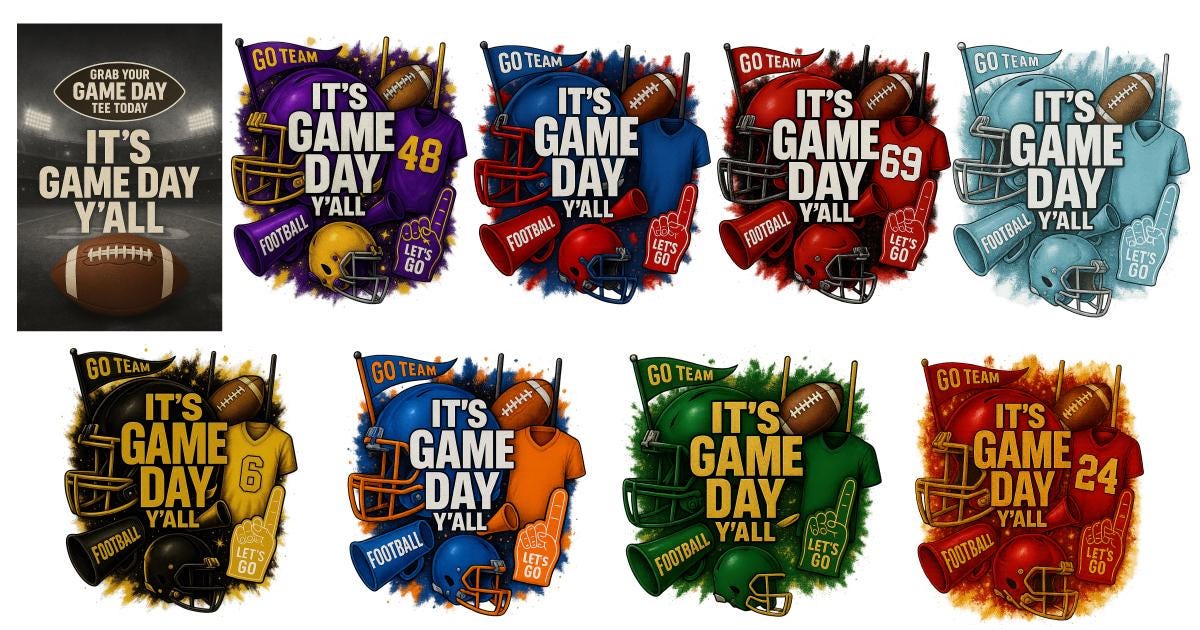 Game Day Yall Shirt, Football Team Spirit Tee, Custom Jersey Number Shirt, School Colors Pride, Gildan Unisex T-Shirt, Tailgate Outfit