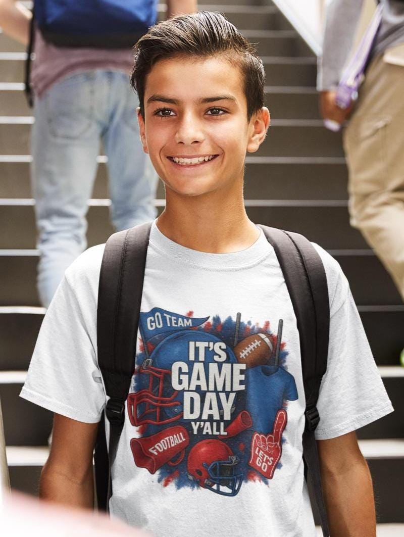 Game Day Yall Shirt, Football Team Spirit Tee, Custom Jersey Number Shirt, School Colors Pride, Gildan Unisex T-Shirt, Tailgate Outfit