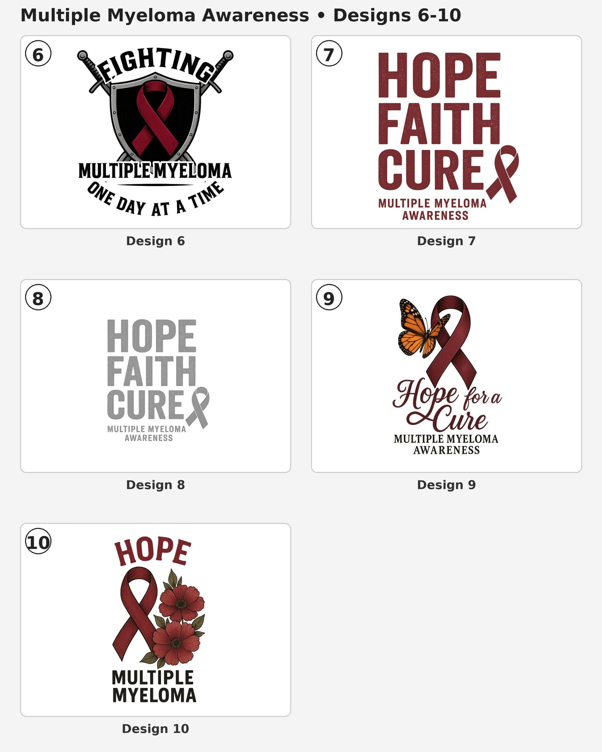 Multiple Myeloma Awareness Shirts, Burgundy Ribbon Cancer Support Tee, Faith Strength Courage Butterfly Shirt, Hope Faith Cure Warrior Shirt