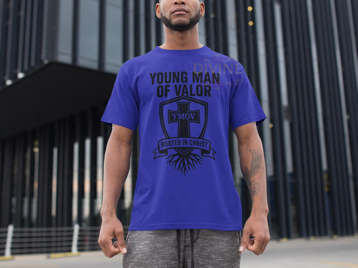 Young Man of Valor Shirt, Christian Men’s Tee Long Sleeve or Short Sleeve, Faith Based Apparel, Scripture Shirt Gift