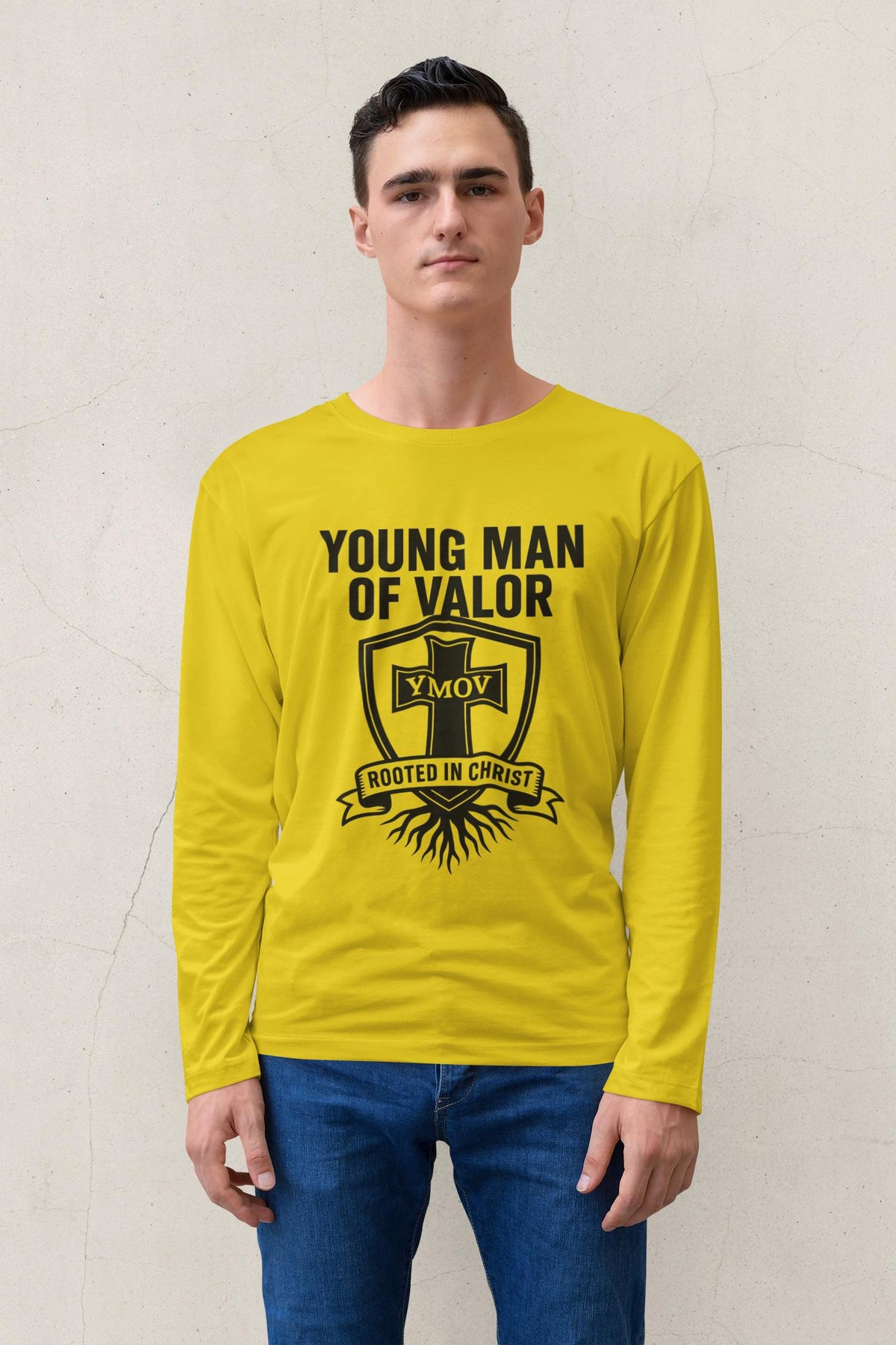 Young Man of Valor Shirt, Christian Men’s Tee Long Sleeve or Short Sleeve, Faith Based Apparel, Scripture Shirt Gift