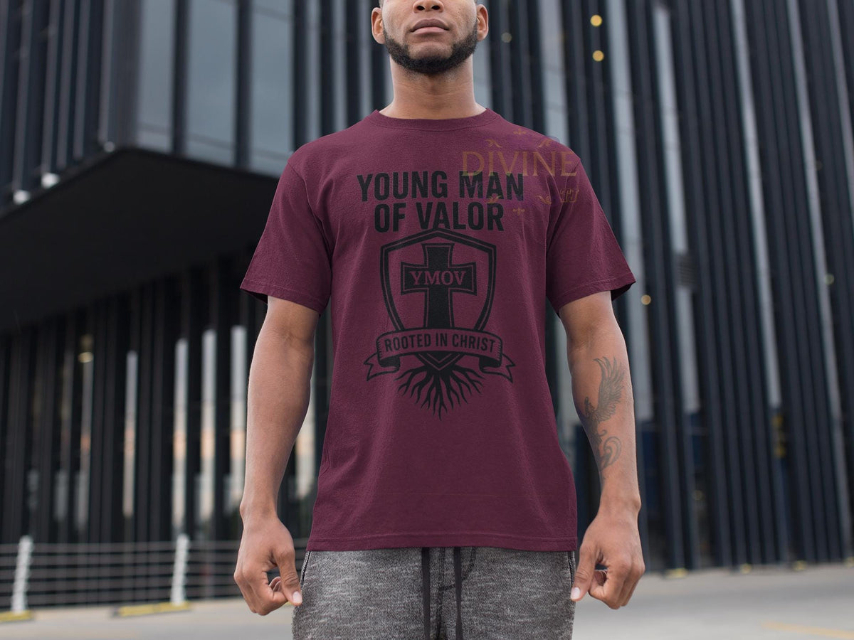 Young Man of Valor Shirt, Christian Men’s Tee Long Sleeve or Short Sleeve, Faith Based Apparel, Scripture Shirt Gift